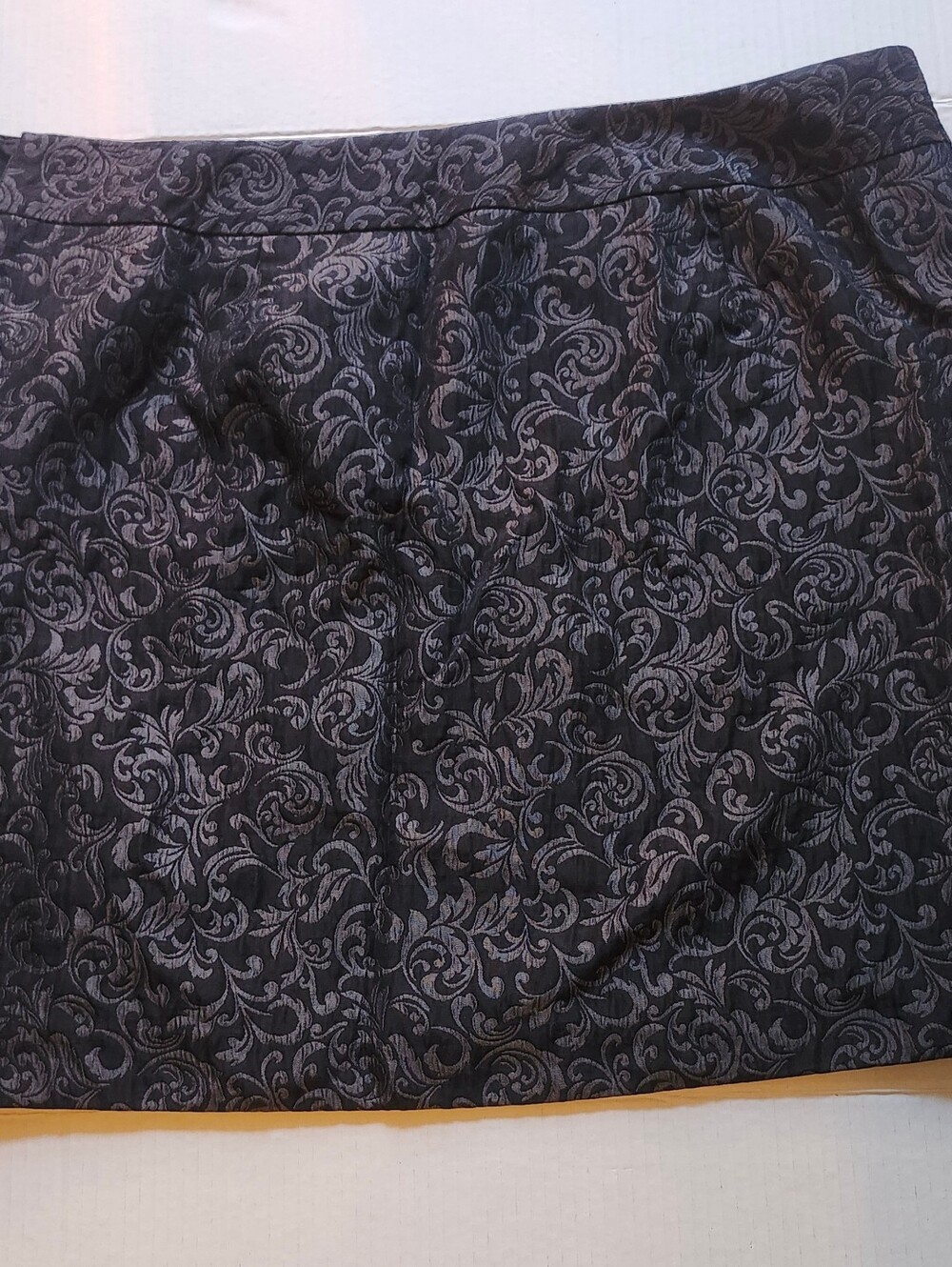 LOFT Black and Gray Brocade Mini Skirt